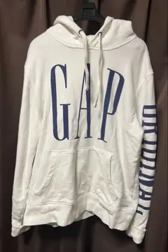 GAP ホワイト フード付きパーカー M スウェット ビッグロゴ M