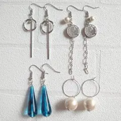 ピアス4点セットH　シルバーカラー
