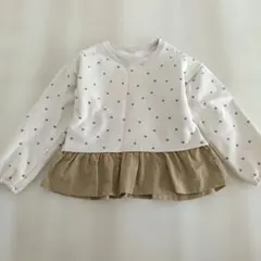 ドット柄フリル付きトレーナー 120サイズ