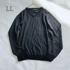 MACKENZIE オンワード樫山　ウールVネック 長袖ニットセーター LL