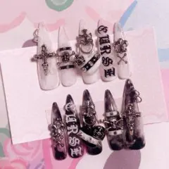 ♡パンク ダークコケット 地雷系 ゴテゴテ スカル ネイルチップ 現品♡
