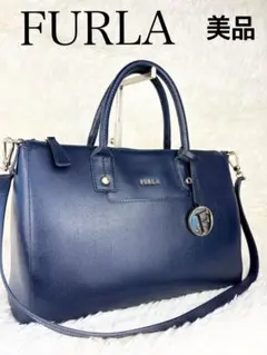 FURLA フルラ ショルダーバッグ リンダ 革 2way 斜め掛け可 ネイビー