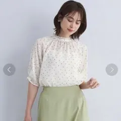 シアーネックフリルショートスリーブブラウス