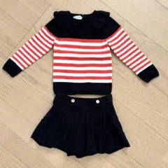Jacadi ジャカディ　ボーダー　ニット　キュロットパンツ