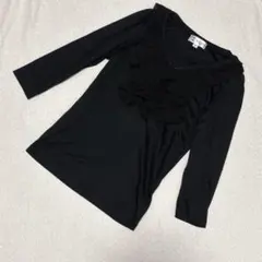 1416【エムケーミッシェルクラン】美品　フリルカラーカットソー　M ビーズ