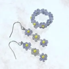 お花のリング＆ピアスセット　No.4