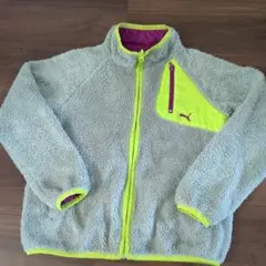 Puma フリースジャケット グレー/ライムグリーン紫リバーシブル150