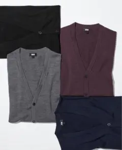 【ユニクロ】メラノVネックカーディガン　ブラック　L