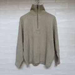 Crocodile ベージュ ハイネック セーター Lのサムネイル