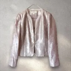 ノーカラージャケット ピンクベージュ レディース7AR フォーマル セレモニー