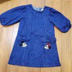 petit main ミッキーミニーデニムワンピース 100cm