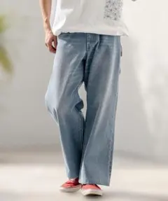 【CAMBIO(カンビオ)】ネップデニムワイドパンツ