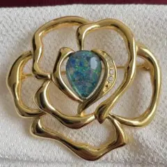 【31】モザイクオパール　フラワーブローチ　ヴィンテージ　エレガント