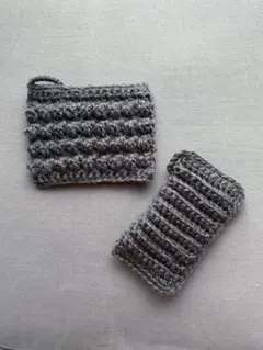 アクリルたわし　エコたわし（タイプA・タイプB）　グレー　2枚組