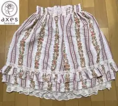 S2　axesfemme　スカート　アイボリー系　花柄　M　used
