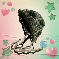 クローバー付きボンネット　ヘッドドレス　ウィッシュコア　ボタンコア