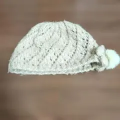 アクリル編み込みニット帽 ファー付き 58-60cm