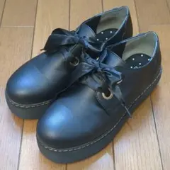 レースアップシューズ 厚底 ブラック LL
