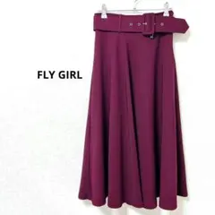 ⭐️FLYGIRL　イタリア製　フレアスカート ロゴチャーム　 ベルト付　高級感