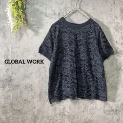 グローバルワーク　半袖カットソー　プルオーバー　花柄　総レース　大人可愛い　M