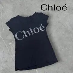 Chloé クロエ ロゴ 半袖Tシャツ 黒 タイトめ イタリア製のサムネイル