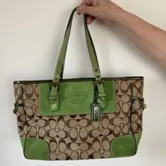COACH コーチ ショルダーバッグ スエード シグネチャー 9363 グリーン 