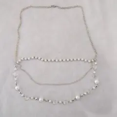 【エレガント】2重チェーンベルト ホワイト×シルバー