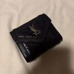 【YSL】Yves Saint Laurent 三つ折財布 レディース 黒レザー