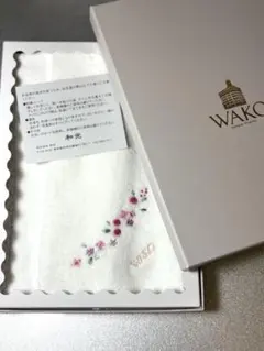 新品 ①銀座和光 タオルハンカチ 銀座WAKO レース 薔薇 刺繍 ピンクのサムネイル