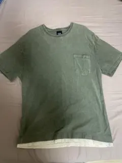 ZARA ポケット付き レイヤード Tシャツ カーキ