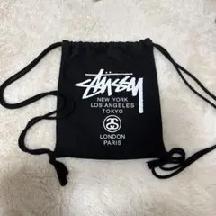 STUSSY ブラック ドローストリングバッグ