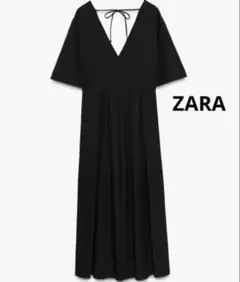ZARA Vネックミディ丈ワンピース