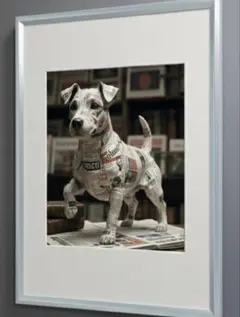 ジャックラッセルテリア　アートポスター　　A4ポスター 額セット