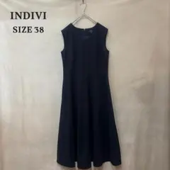 INDIVI インディヴィ ノースリーブ ロングワンピース ネイビー 38のサムネイル