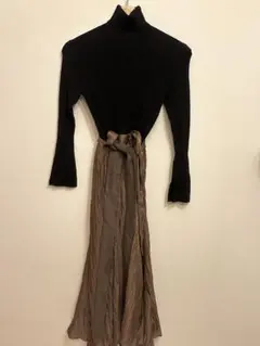 emi タートル　光沢シャーリングイレギュラーヘムスカート　ドッキングワンピース