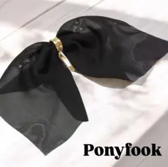 ポニーフック シフォン ふんわりリボン ブラック 黒