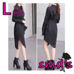 アシンメトリー シャツワンピース✨着回し自由❤︎ブラック L