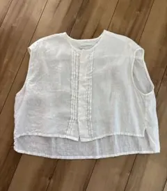 ヌーヴェル ドゥ パラディ リネン シャツ ブラウス ピンタック ホワイト