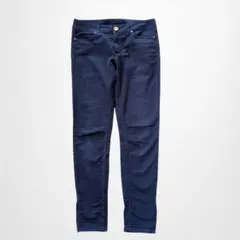 ザラベーシック カジュアルパンツ 裾ジップ ローライズ 紺 ストレッチ