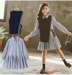 美品⭐︎韓国子供服 ドレス キッズ 女の子 ドッキングワンピース