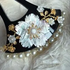 髪飾り 桜 かんざし バチ型 螺鈿 真珠母貝 パール 簪