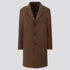 【クリーニングタグ付き】 ユニクロ チェスターコート チェック ブラウン 茶色