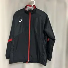 ASICS フルジップジャケット ブラック/レッド