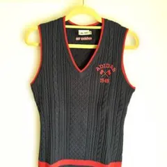 adidas レディース Vネック ベスト L ネイビー/レッド