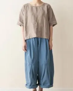 IDEE POOL いろいろの服 リネンプルオーバーブラウス ベージュ 皆川明