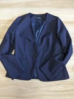 グリーンレーベルリラクシング ノーカラー　ジャケット　ネイビー　フォーマル