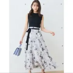 【新品・MERCURYDUO】フラワードッキングフレアワンピース