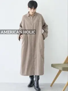 k1013 AMERICAN HOLIC コーデュロイシャツワンピース