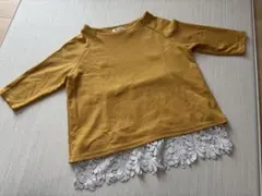 Milktea 授乳口付き　マタニティトップス レース裾　マスタードカラー