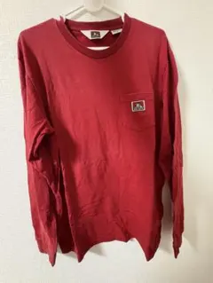 BEN DAVIS 赤 長袖Tシャツ M ポケット付き